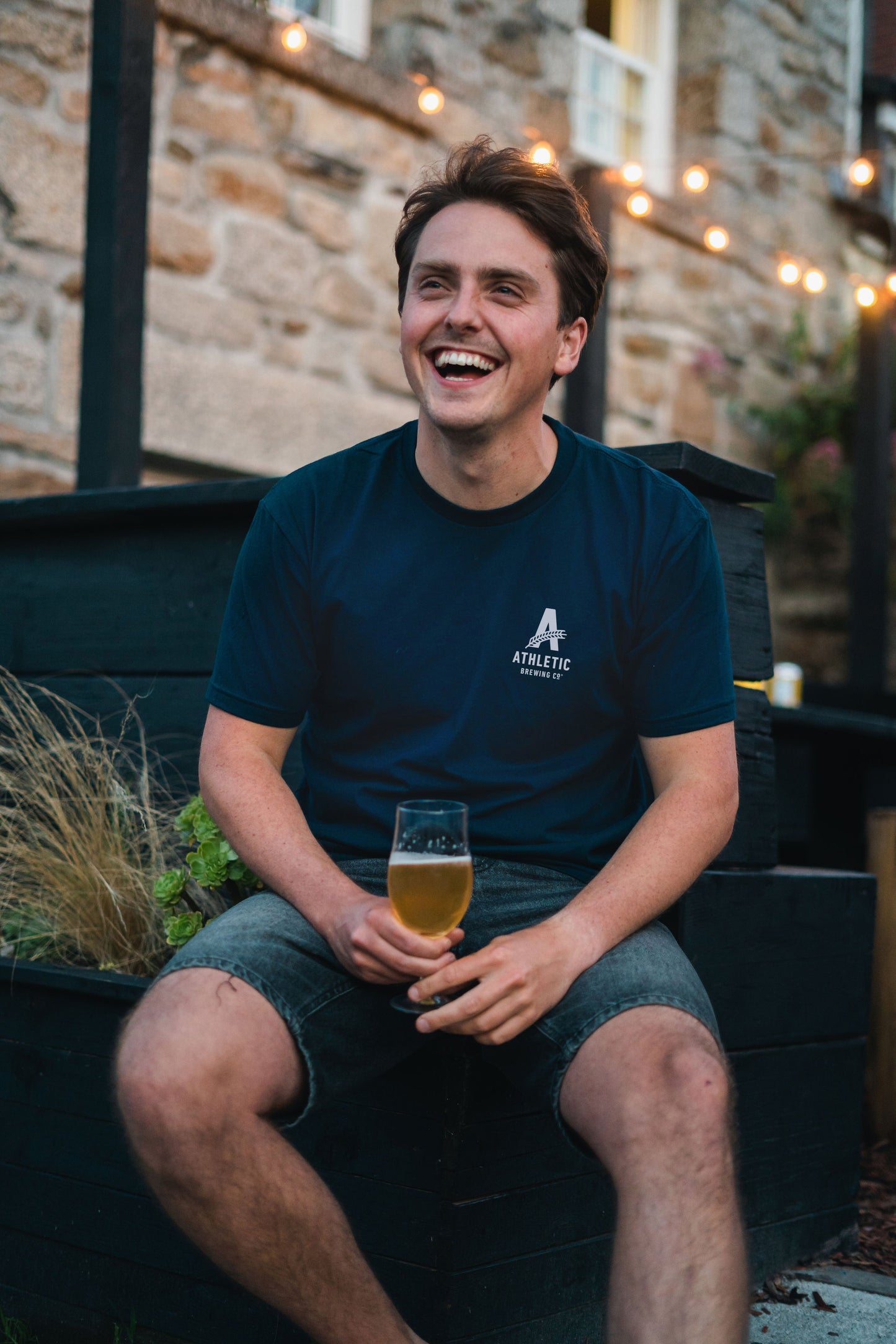 Athletic Brewing Stacked Logo T-Shirt - Navy